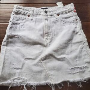 White Distressed Denim Skirt abercombie & fitch zoe natural rise vintage A line